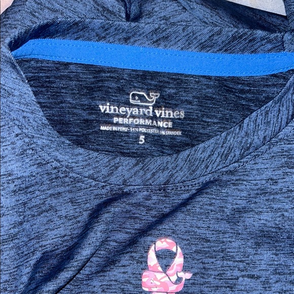Vineyard Vines Navy Long Sleeve Tee with Pink Logo - Picture 5 of 5